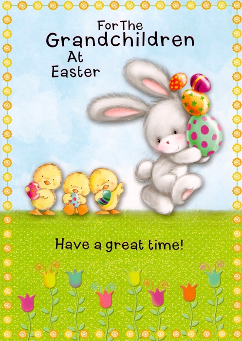 Easter Bunny & Chicks Grandchildren Easter Card