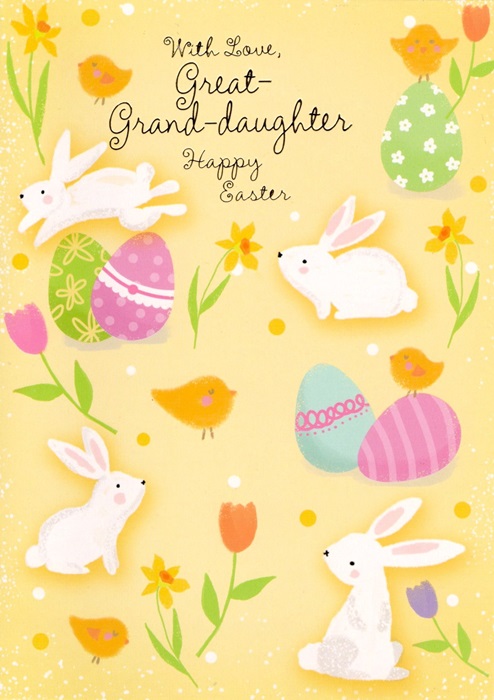 Rabbits & Chicks Great-Grand-Daughter Easter Card