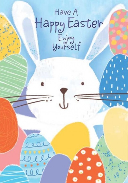 Easter Bunny & Eggs Easter Card