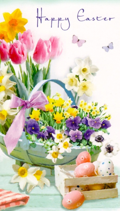 Basket Of Flowers Mini Easter Card