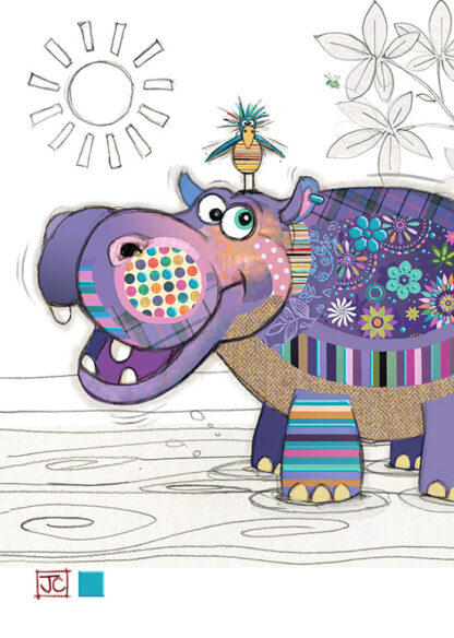 Holly Hippo Greeting Card