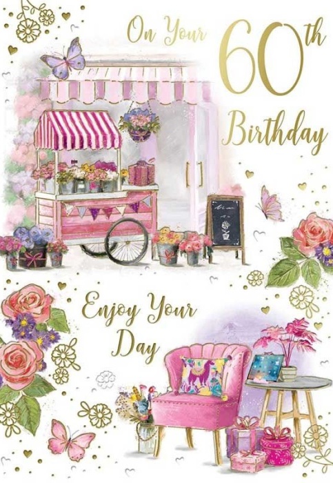 Flower Shopping 60th Birthday Card