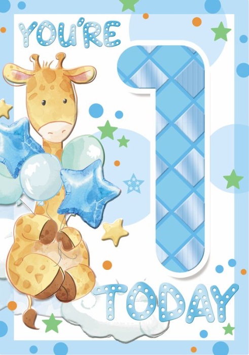 Giraffe 1st Birthday Card