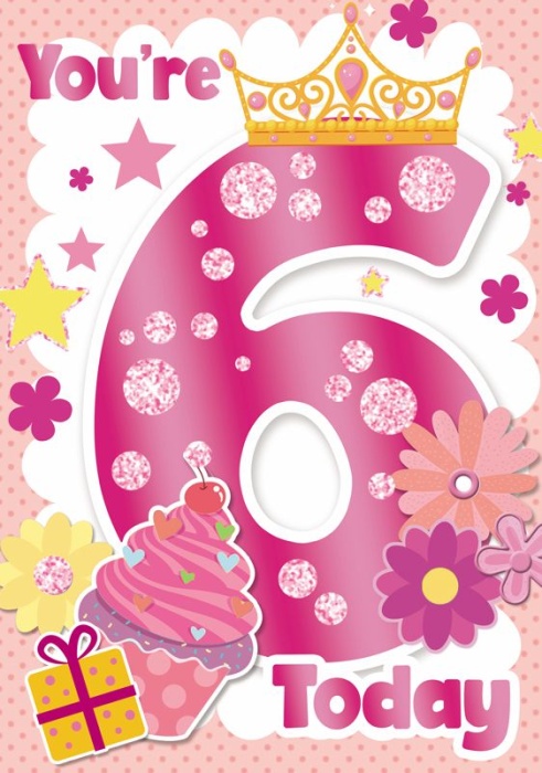 Cherry Cupcake 6th Birthday Card