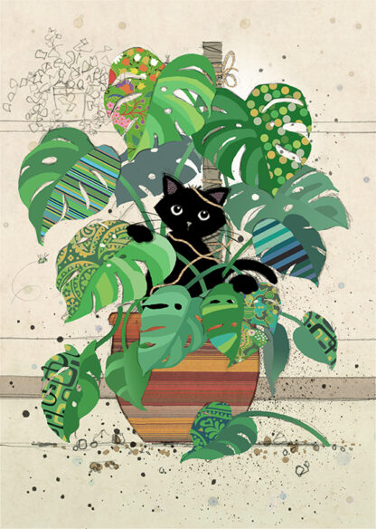 Monstera Kitty Greeting Card