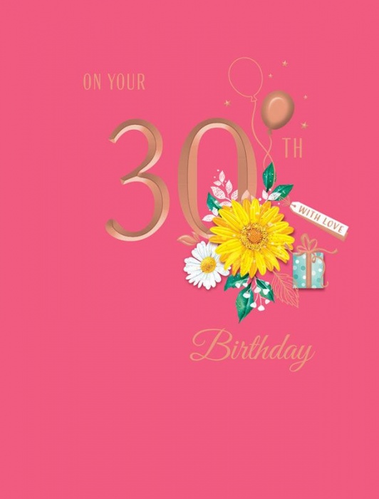 Yellow Daisy 30th Birthday Card