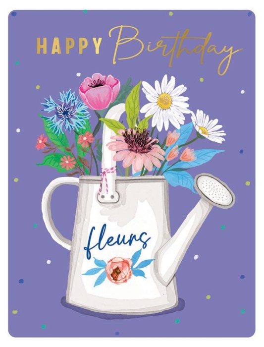 Flowers In A Watering Can Birthday Card