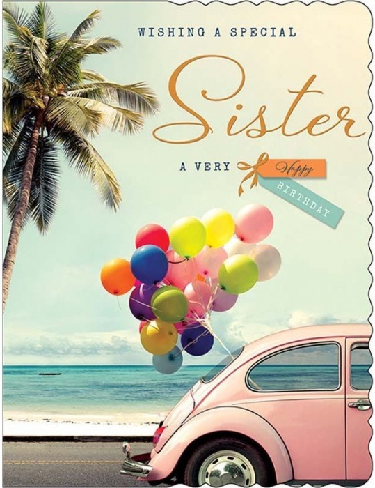 Beetle Beach Sister Birthday Card