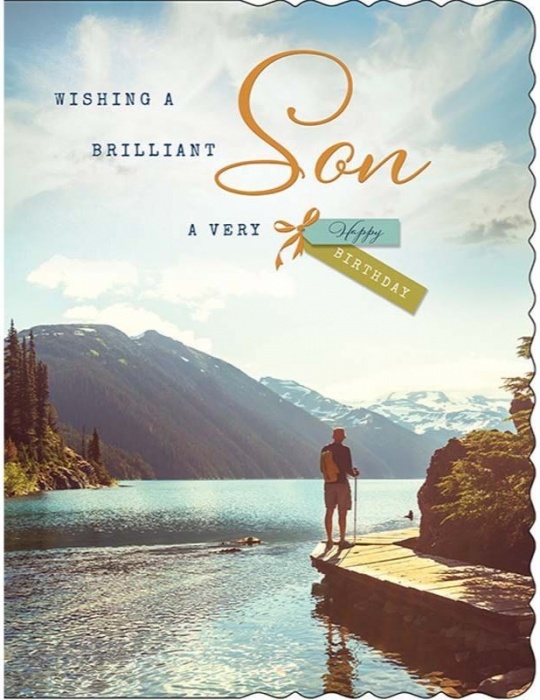 Mountain Lake Son Birthday Card