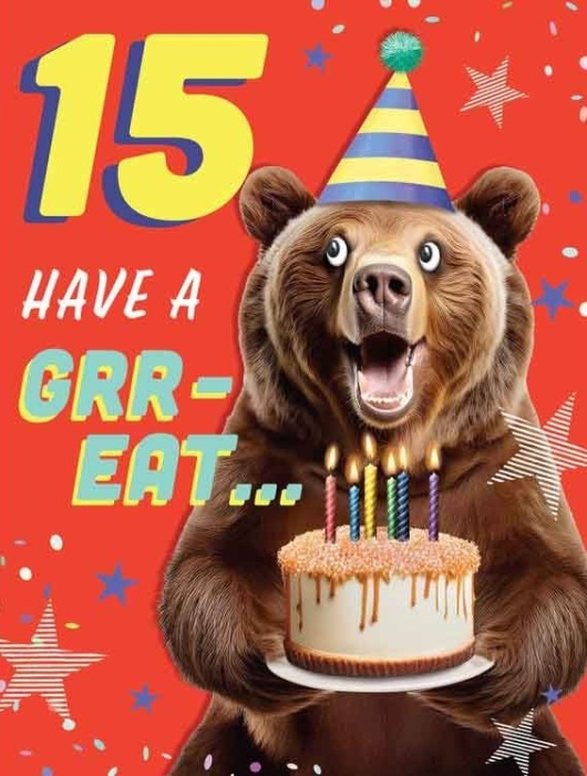 Cake Bear 15th Birthday Card