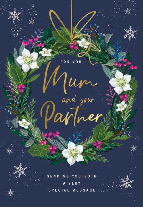 Winter Wreath Mum & Partner Christmas Card