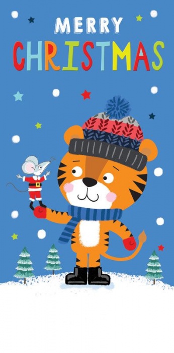 Winter Tiger Christmas Money Wallet Card