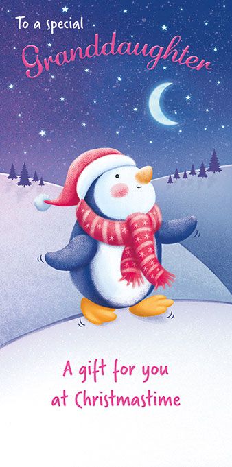 Festive Penguin Grand-Daughter Christmas Money Wallet Card