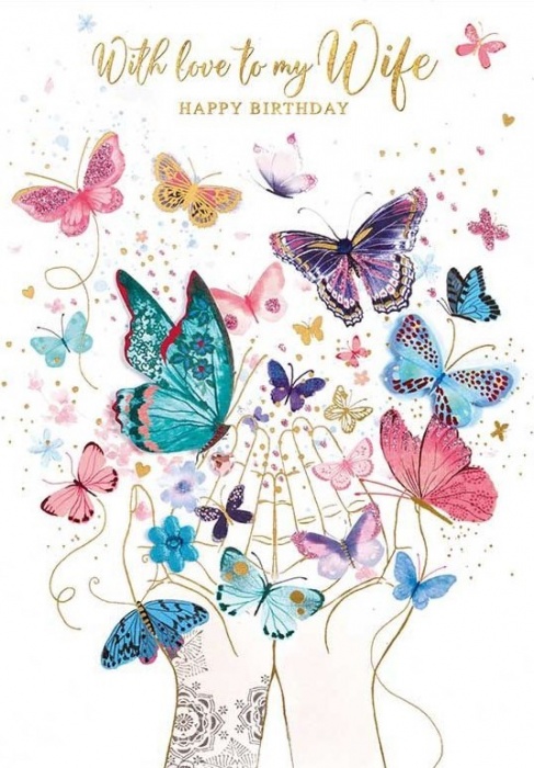 Butterflies Wife Birthday Card