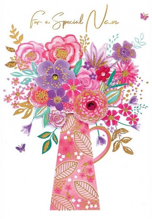 Jug Of Flowers Nan Birthday Card