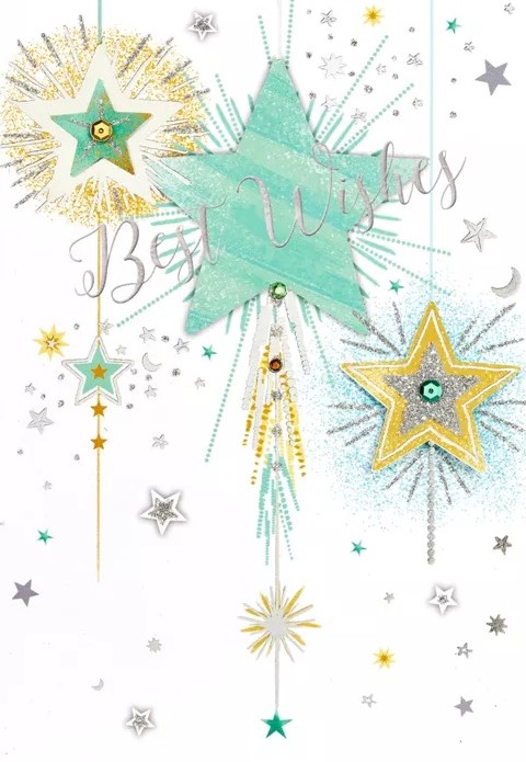 Star Bursts Best Wishes Card