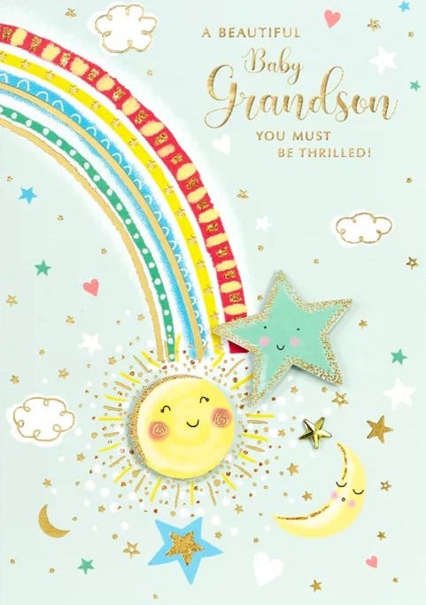 Rainbow New Baby Grandson Card