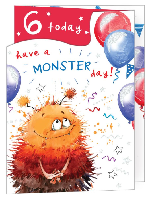 Monster 6th Birthday Card