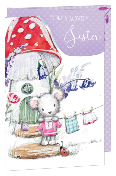 Mushroom Cottage Sister Birthday Card