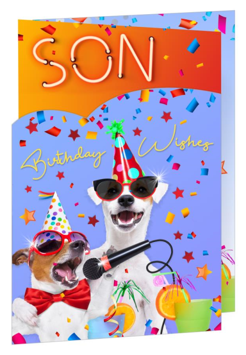 Party Dogs Son Birthday Card