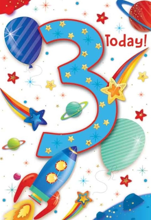 Space Rocket 3rd Birthday Card