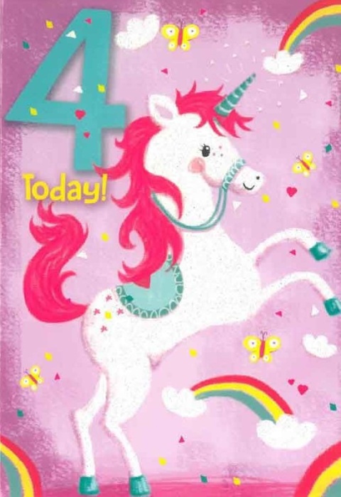 Unicorn 4th Birthday Card