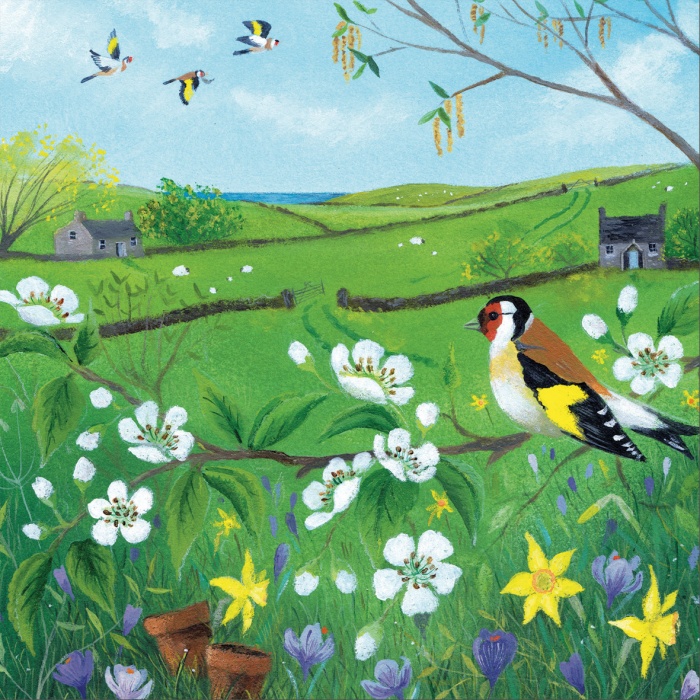 Goldfinch In The Pear Tree Greeting Card