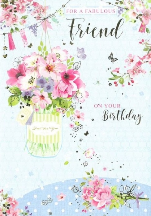 Floral Hanging Jar Friend Birthday Card