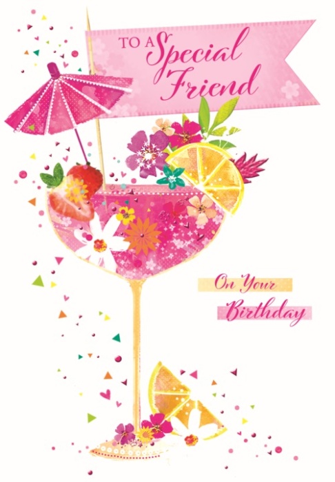 Fruity Floral Cocktail Friend Birthday Card