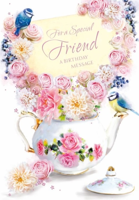 Flower Teapot Friend Birthday Card