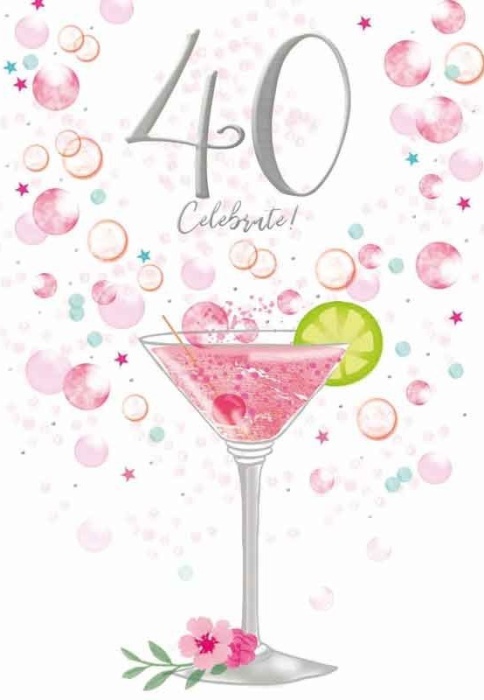 Cocktail 40th Birthday Card