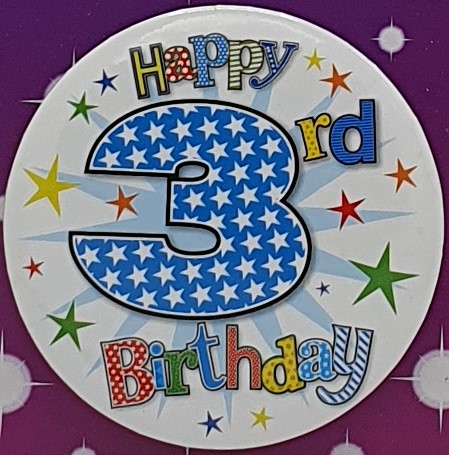 Blue Happy 3rd Birthday Badge