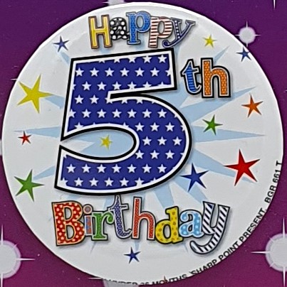 Blue Happy 5th Birthday Badge