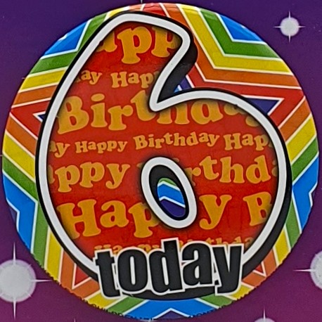 Rainbow Stars 6th Birthday Badge