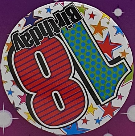 Red Stars 18th Birthday Badge