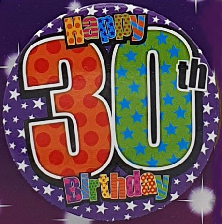 Purple Stars 30th Birthday Badge