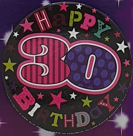 Pink Stars 30th Birthday Badge