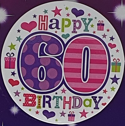 Pink Hearts 60th Birthday Badge