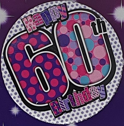 Pink Spots 60th Birthday Badge