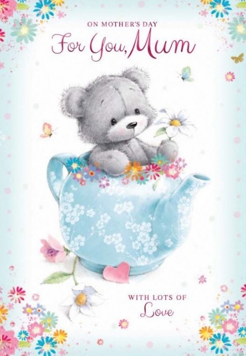 Teapot Teddy Mum Mother's Day Card