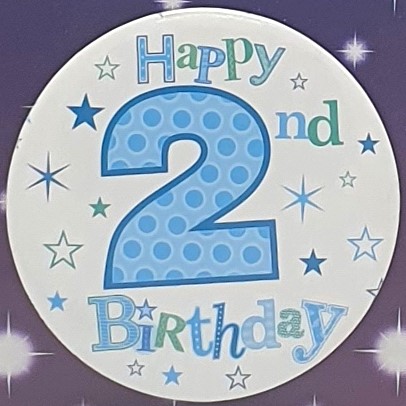 Blue Happy 2nd Birthday Badge