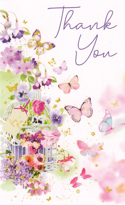 Flowers & Butterflies Thank You Notelets Pack of 8