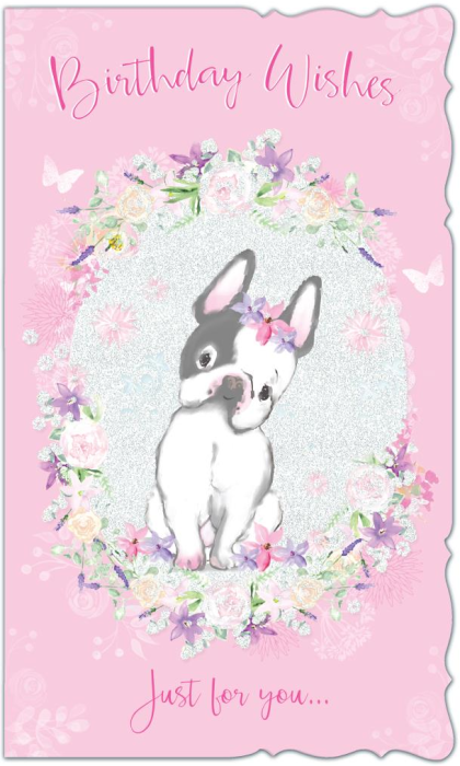 Flower Puppy Birthday Card