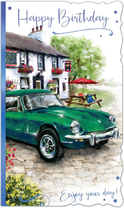 Green Classic Car Birthday Card