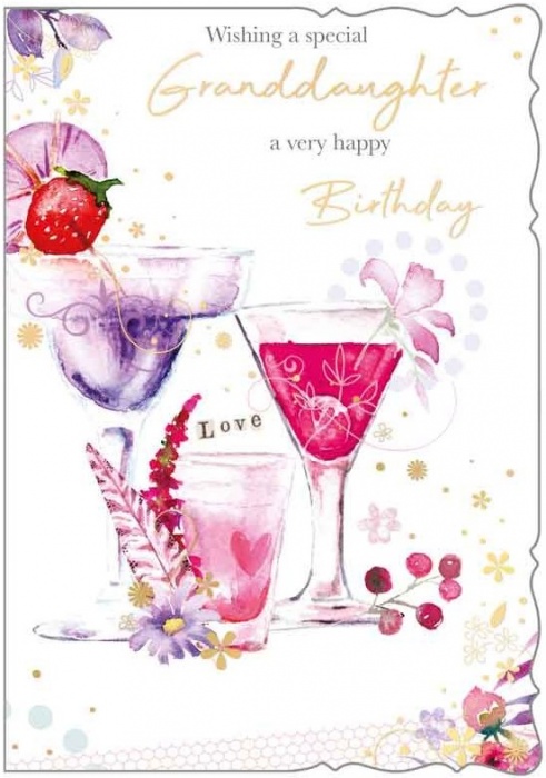 Floral Punch Grand-Daughter Birthday Card