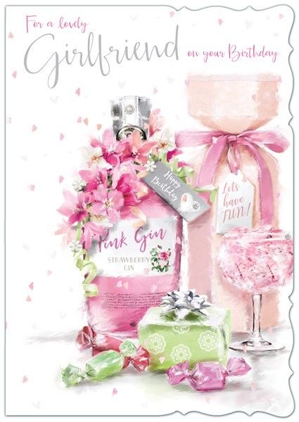 Pink Gin Girlfriend Birthday Card