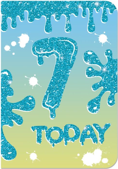 Glitter Paint 7th Birthday Card