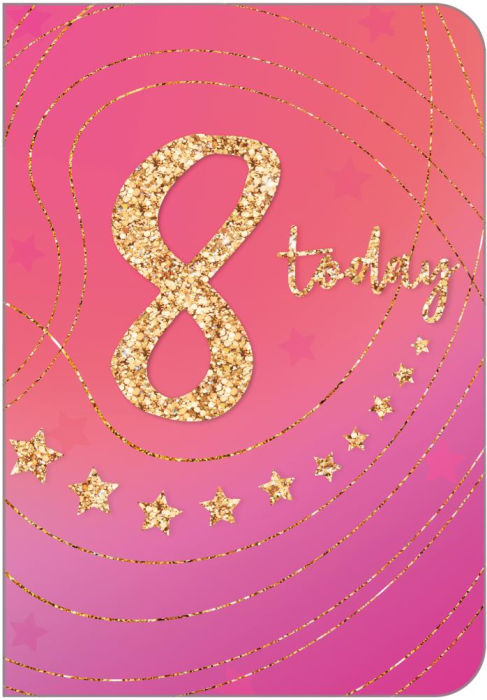 Gold Stars 8th Birthday Card