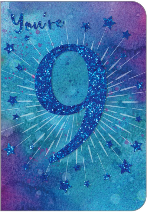 Blue Stars 9th Birthday Card