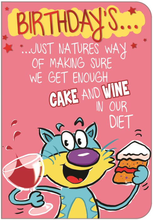 Cake & Wine Birthday Card